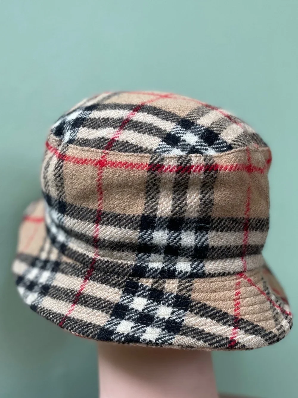 Burberry Women's Hat Beige Check Plaid Bucket Style Size M Authenticated